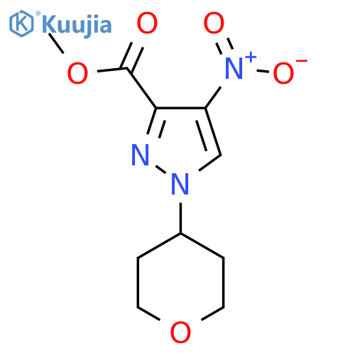 Methyl 4-nitro-1-(tetrahydro-2H-pyran-4-yl)-1H-pyrazole-3-carboxylate structure