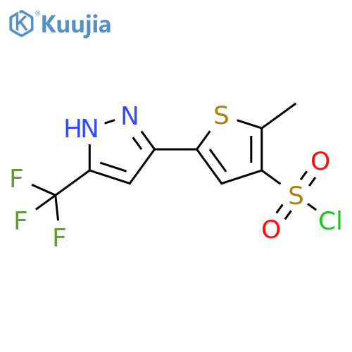 2-methyl-5-[5-(trifluoromethyl)-1H-pyrazol-3-yl]-3-thiophenesulfonyl chloride structure