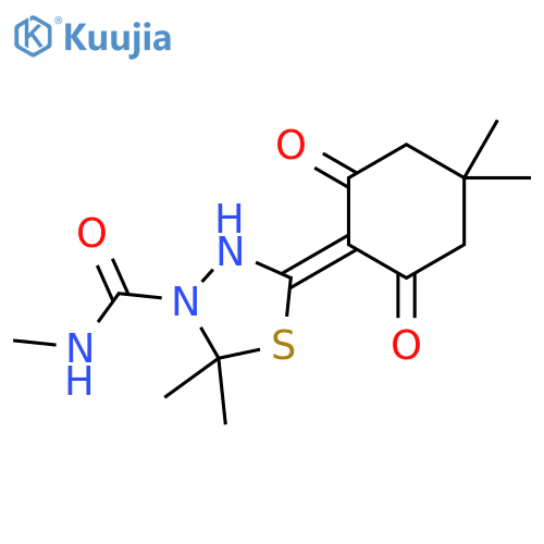 1,3,4-Thiadiazolidine-3-carboxamide, 5-(4,4-dimethyl-2,6-dioxocyclohexylidene)-N,2,2-trimethyl- structure