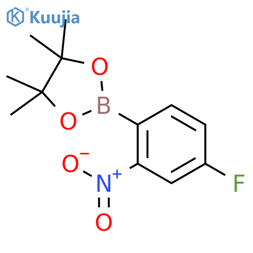2-(4-fluoro-2-nitrophenyl)-4,4,5,5-tetramethyl-1,3,2-dioxaborolane structure