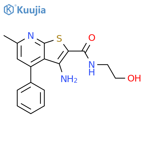 Thieno[2,3-b]pyridine-2-carboxamide,3-amino-N-(2-hydroxyethyl)-6-methyl-4-phenyl- structure
