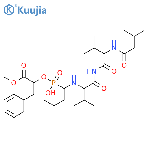 L-Valinamide,N-(3-methyl-1-oxobutyl)-L-valyl-N-[(1R)-1-[hydroxy[(1S)-2-methoxy-2-oxo-1-(phenylmethyl)ethoxy]phosphinyl]-3-methylbutyl]-(9CI) structure