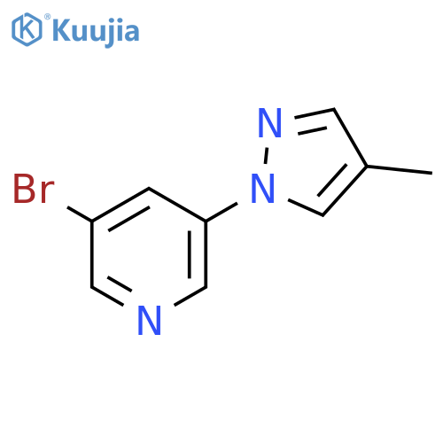 3-Bromo-5-(4-methyl-1H-pyrazol-1-yl)pyridine structure