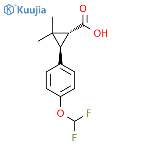 rac-(1R,3R)-3-4-(difluoromethoxy)phenyl-2,2-dimethylcyclopropane-1-carboxylic acid structure