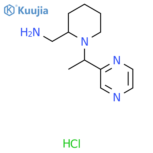 (1-(1-(Pyrazin-2-yl)ethyl)piperidin-2-yl)methanamine hydrochloride structure