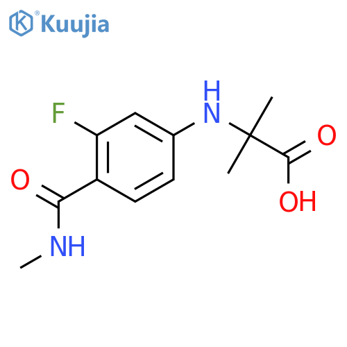 2-((3-Fluoro-4-(methylcarbamoyl)phenyl)amino)-2-methylpropanoic acid structure