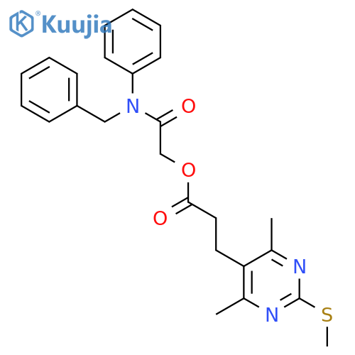 [Benzyl(phenyl)carbamoyl]methyl 3-[4,6-dimethyl-2-(methylsulfanyl)pyrimidin-5-yl]propanoate structure