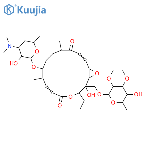 4,17-Dioxabicyclo[14.1.0]heptadeca-6,14-diene-5,13-dione,2-[[(6-deoxy-2,3-di-O-methyl-b-D-allopyranosyl)oxy]methyl]-3-ethyl-2-hydroxy-8,12-dimethyl-9-[[3,4,6-trideoxy-3-(dimethylamino)-b-D-xylo-hexopyranosyl]oxy]-,(1R,2S,3R,6E,8S,10R,12R,14E,16S)- (9CI) structure