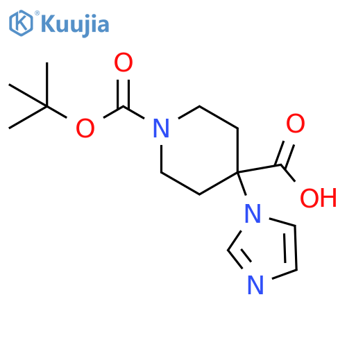 1-(tert-Butoxycarbonyl)-4-(1H-imidazol-1-yl)-4-piperidinecarboxylic acid structure