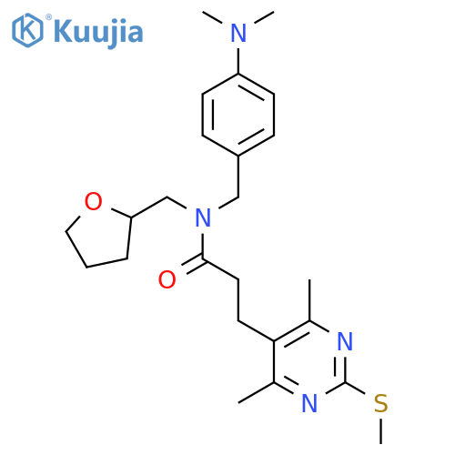 3-[4,6-dimethyl-2-(methylsulfanyl)pyrimidin-5-yl]-N-{[4-(dimethylamino)phenyl]methyl}-N-[(oxolan-2-yl)methyl]propanamide structure
