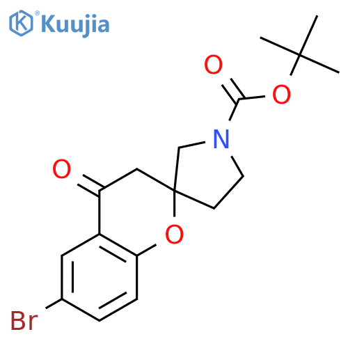 tert-butyl 6-bromo-4-oxo-3,4-dihydrospiro[1-benzopyran-2,3'-pyrrolidine]-1'-carboxylate structure