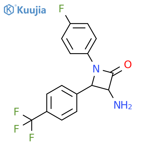 3-Amino-1-(4-fluoro-phenyl)-4-(4-trifluoromethyl-phenyl)-azetidin-2-one structure