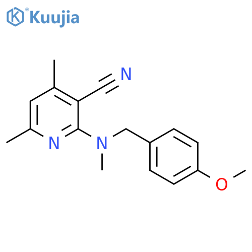 2-{[(4-methoxyphenyl)methyl](methyl)amino}-4,6-dimethylpyridine-3-carbonitrile structure