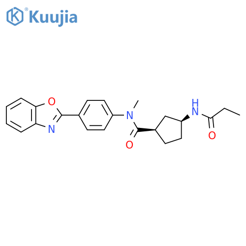 (1R,3S)-N-4-(1,3-benzoxazol-2-yl)phenyl-N-methyl-3-propanamidocyclopentane-1-carboxamide structure