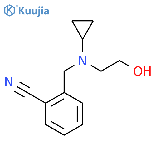 2-{[Cyclopropyl-(2-hydroxy-ethyl)-amino]-methyl}-benzonitrile structure