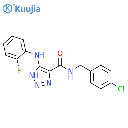N-[(4-chlorophenyl)methyl]-5-[(2-fluorophenyl)amino]-1H-1,2,3-triazole-4-carboxamide structure