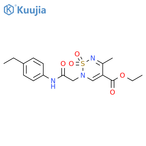 ethyl 2-{2-[(4-ethylphenyl)amino]-2-oxoethyl}-5-methyl-2H-1,2,6-thiadiazine-4-carboxylate 1,1-dioxide structure