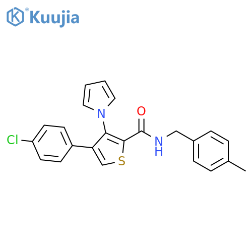 4-(4-chlorophenyl)-N-[(4-methylphenyl)methyl]-3-(1H-pyrrol-1-yl)thiophene-2-carboxamide structure