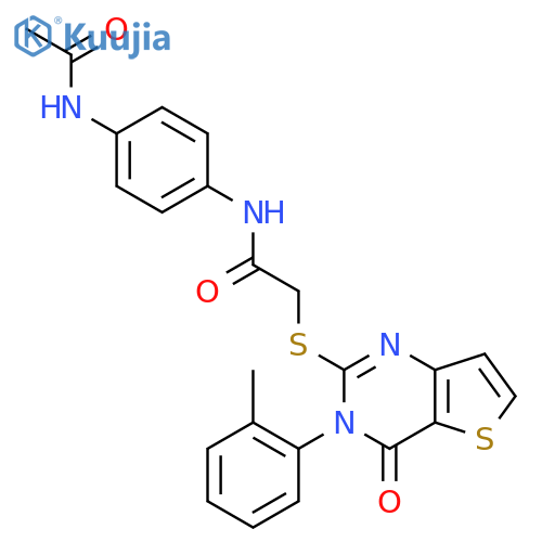N-(4-acetamidophenyl)-2-{[3-(2-methylphenyl)-4-oxo-3H,4H-thieno[3,2-d]pyrimidin-2-yl]sulfanyl}acetamide structure
