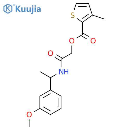 {[1-(3-methoxyphenyl)ethyl]carbamoyl}methyl 3-methylthiophene-2-carboxylate structure
