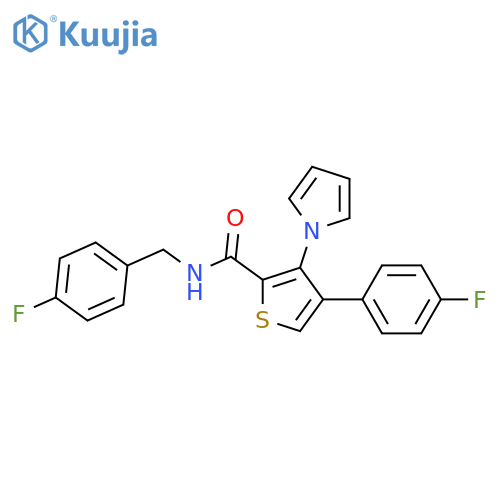 4-(4-fluorophenyl)-N-[(4-fluorophenyl)methyl]-3-(1H-pyrrol-1-yl)thiophene-2-carboxamide structure