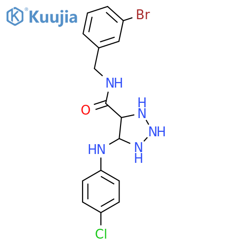 N-[(3-bromophenyl)methyl]-5-[(4-chlorophenyl)amino]-1H-1,2,3-triazole-4-carboxamide structure