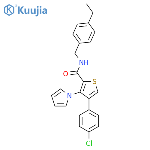 4-(4-chlorophenyl)-N-[(4-ethylphenyl)methyl]-3-(1H-pyrrol-1-yl)thiophene-2-carboxamide structure
