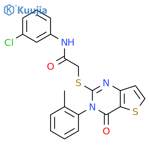 N-(3-chlorophenyl)-2-{[3-(2-methylphenyl)-4-oxo-3H,4H-thieno[3,2-d]pyrimidin-2-yl]sulfanyl}acetamide structure