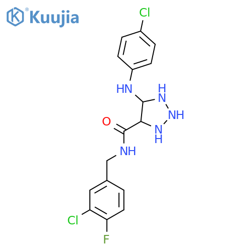 N-[(3-chloro-4-fluorophenyl)methyl]-5-[(4-chlorophenyl)amino]-1H-1,2,3-triazole-4-carboxamide structure