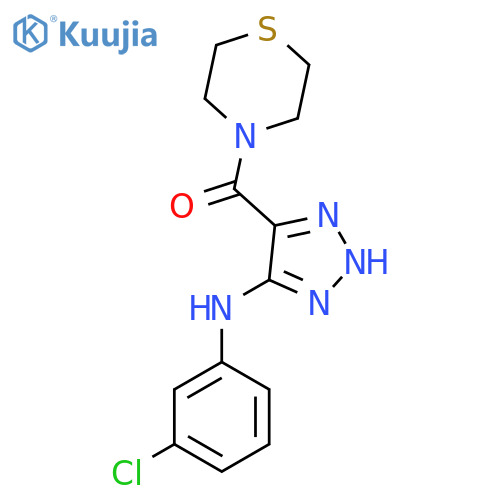 N-(3-chlorophenyl)-4-(thiomorpholine-4-carbonyl)-1H-1,2,3-triazol-5-amine structure