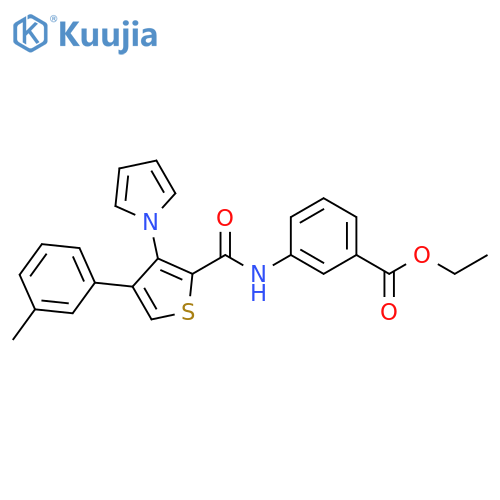 ethyl 3-[4-(3-methylphenyl)-3-(1H-pyrrol-1-yl)thiophene-2-amido]benzoate structure