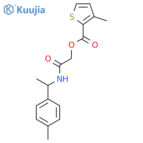 {[1-(4-methylphenyl)ethyl]carbamoyl}methyl 3-methylthiophene-2-carboxylate structure