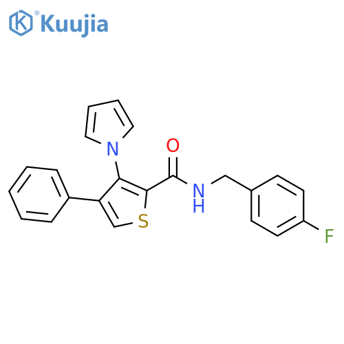 N-[(4-fluorophenyl)methyl]-4-phenyl-3-(1H-pyrrol-1-yl)thiophene-2-carboxamide structure
