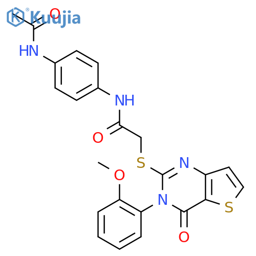 N-(4-acetamidophenyl)-2-{[3-(2-methoxyphenyl)-4-oxo-3H,4H-thieno[3,2-d]pyrimidin-2-yl]sulfanyl}acetamide structure