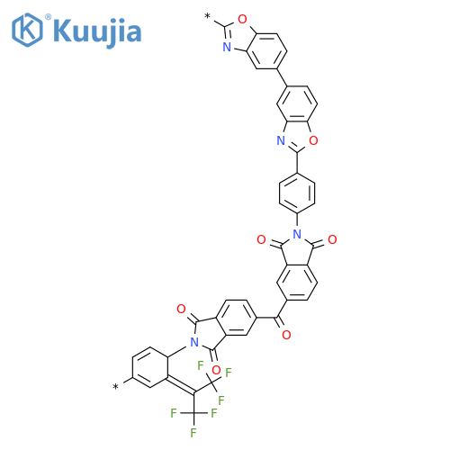 Poly[2,5-benzoxazolediyl[2,2,2-trifluoro-1-(trifluoromethyl)ethylidene]-5,2-benzoxazolediyl-1,4-phenylene(1,3-dihydro-1,3-dioxo-2H-isoindole-2,5-diyl)carbonyl(1,3-dihydro-1,3-dioxo-2H-isoindole-5,2-diyl)-1,4-phenylene] structure