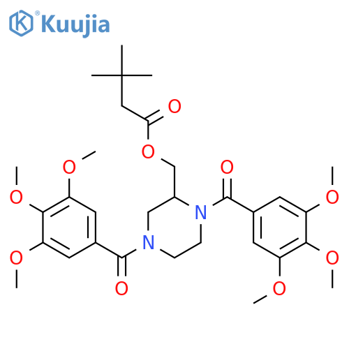 Butanoic acid,3,3-dimethyl-, [1,4-bis(3,4,5-trimethoxybenzoyl)-2-piperazinyl]methyl ester structure