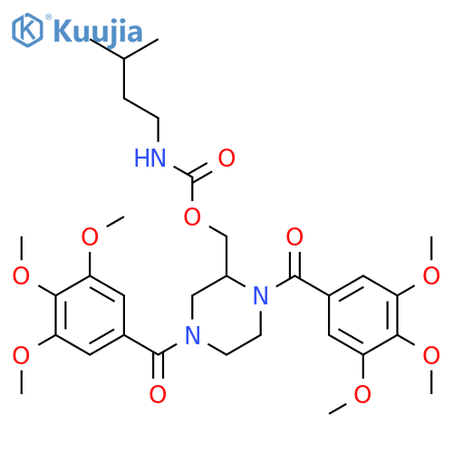 Carbamic acid,(3-methylbutyl)-, [1,4-bis(3,4,5-trimethoxybenzoyl)-2-piperazinyl]methyl ester(9CI) structure