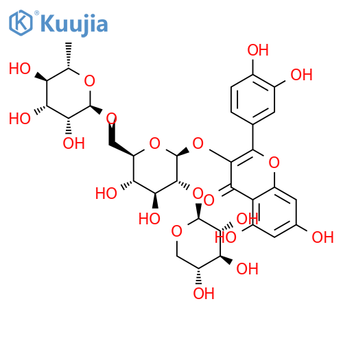 4H-1-Benzopyran-4-one,3-[(O-6-deoxy-a-L-mannopyranosyl-(1&reg;6)-O-[b-D-xylopyranosyl-(1&reg;2)]-b-D-glucopyranosyl)oxy]-2-(3,4-dihydroxyphenyl)-5,7-dihydroxy- structure
