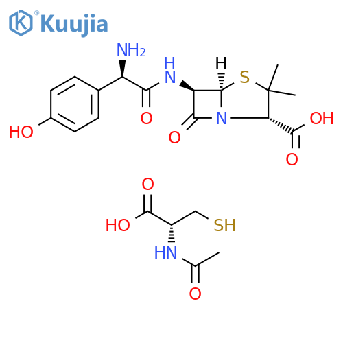 L-Cysteine, N-acetyl-, mixt. with (2S,5R,6R)-6-[[(2R)-amino(4-hydroxyphenyl)acetyl]amino]-3,3-dimethyl-7-oxo-4-thia-1-azabicyclo[3.2.0]heptane-2-carboxylic acid (9CI) structure