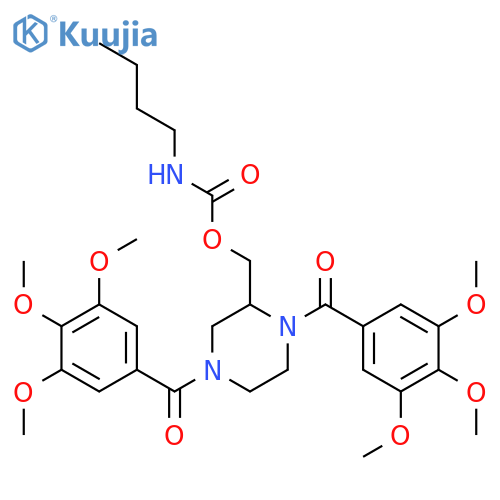 Carbamic acid, butyl-,[1,4-bis(3,4,5-trimethoxybenzoyl)-2-piperazinyl]methyl ester (9CI) structure