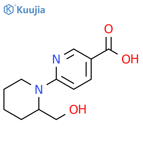 6-[2-(hydroxymethyl)piperidin-1-yl]pyridine-3-carboxylic acid structure