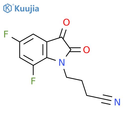 4-(5,7-difluoro-2,3-dioxo-2,3-dihydro-1H-indol-1-yl)butanenitrile structure
