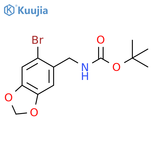 Carbamic acid, N-[(6-bromo-1,3-benzodioxol-5-yl)methyl]-, 1,1-dimethylethyl ester structure