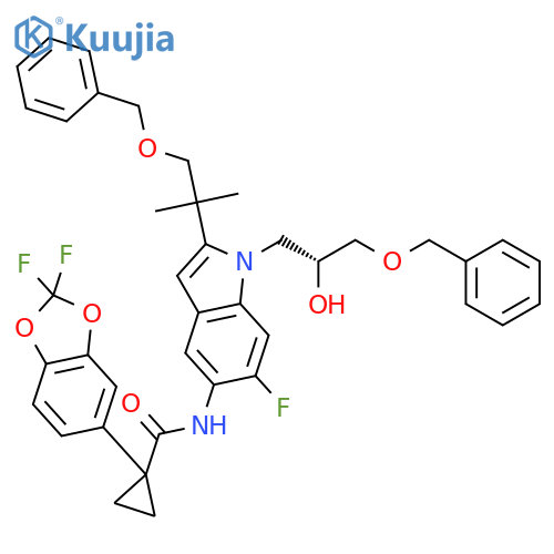 Cyclopropanecarboxamide, 1-(2,2-difluoro-1,3-benzodioxol-5-yl)-n-[2-[1,1-dimethyl-2-(phenylmethoxy)ethyl]-6-fluoro-1-[(2r)-2-hydroxy-3-(phenylmethoxy)propyl]-1h-indol-5-yl]- structure
