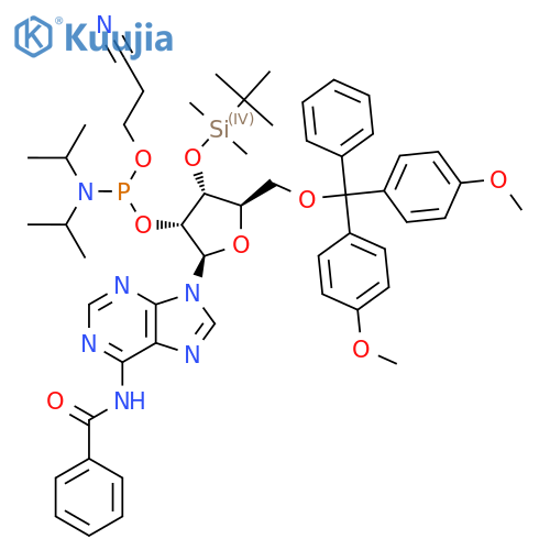 N6-Benzoyl-3'-O-tert-butyldimethylsilyl-5'-O-DMT-adenosine 2'-CE Phosphoramidite structure