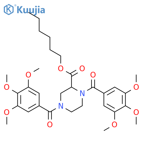 2-Piperazinecarboxylicacid, 1,4-bis(3,4,5-trimethoxybenzoyl)-, hexyl ester structure