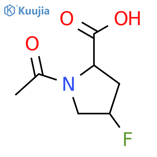 (2S,4S)-1-acetyl-4-fluoropyrrolidine-2-carboxylic acid structure