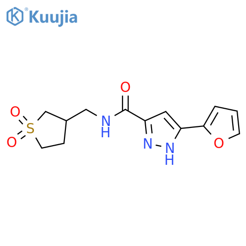 N-(1,1-dioxo-1lambda6-thiolan-3-yl)methyl-3-(furan-2-yl)-1H-pyrazole-5-carboxamide structure