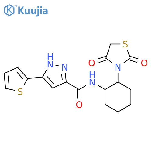 N-2-(2,4-dioxo-1,3-thiazolidin-3-yl)cyclohexyl-3-(thiophen-2-yl)-1H-pyrazole-5-carboxamide structure