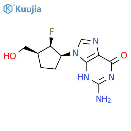 6H-Purin-6-one,2-amino-9-[(1R,2S,3R)-2-fluoro-3-(hydroxymethyl)cyclopentyl]-1,9-dihydro-, rel- structure